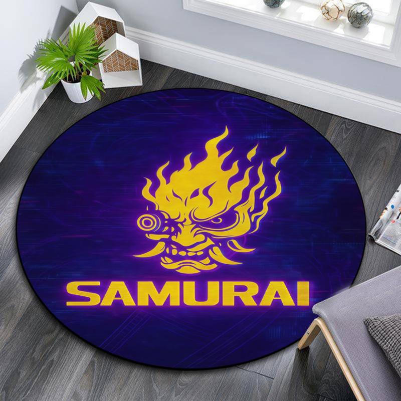 Cyberpunk 2077 pattern round rug,Carpet Rug for Living Room Bedroom Playroom ,Non-slip Floor Mat,Holiday Gifts and Birthday Gifts.