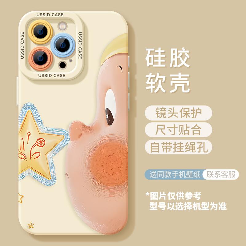 Side Face Star Doll Suitable for Apple 17promax Mobile Phone Case 14 with Lanyard 13 Chain Iphone16 Cartoon 15 Sets