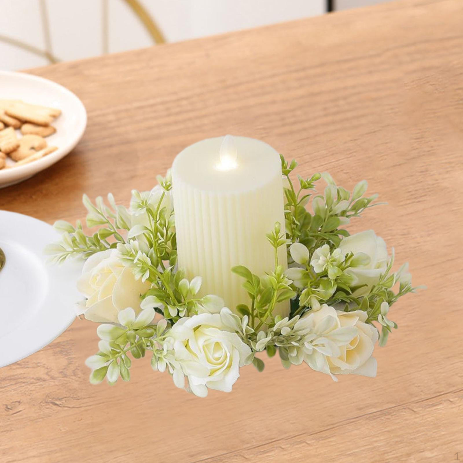 

Подсвечник с кольцом из искусственного цветка, подставка под свечу, венок из листьев зелени