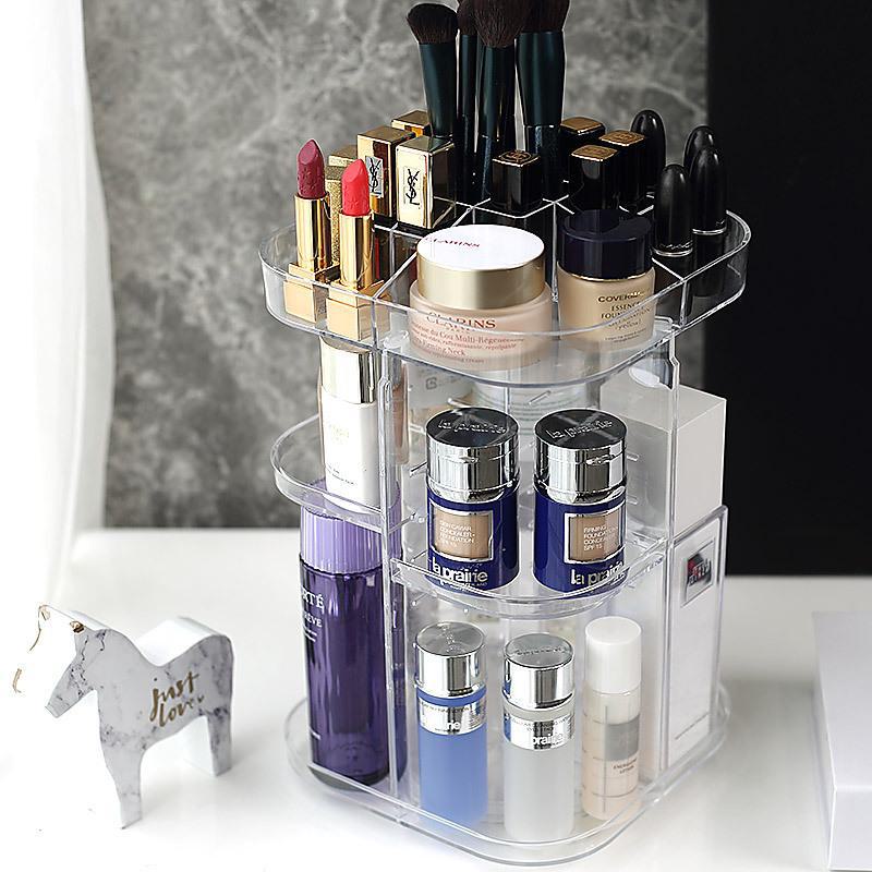 360° Drehbarer Acryl Make-up Organizer - Transparenter Hautpflege- & Lippenstifthalter
