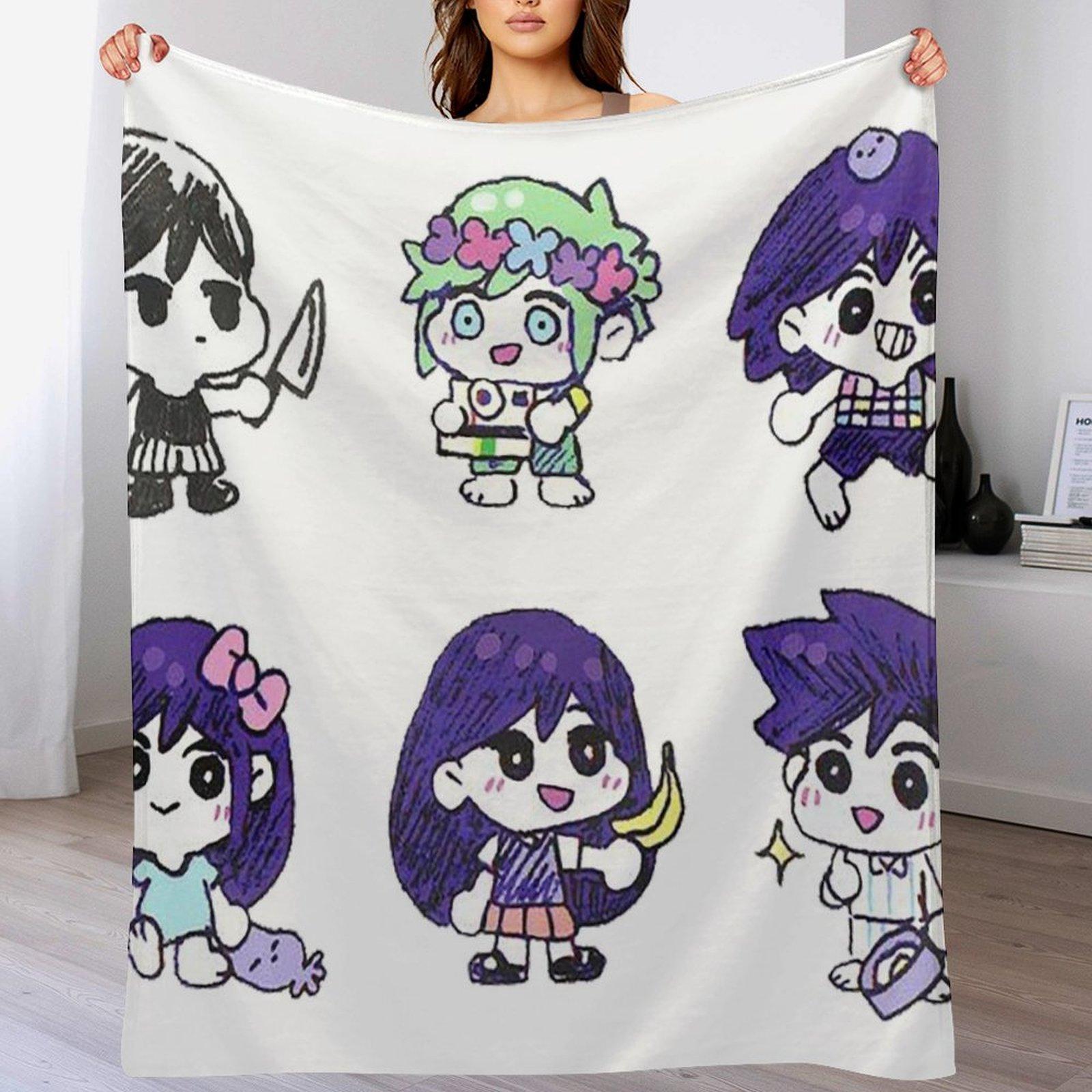 Omori,Omocat,Playing Throw Blanket Reusable Durable Soft Blanket for All Seasons Size: 75*100cm, Weight: 230 GSM