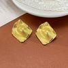 Personalized Metal Irregular Square Earrings for Women - Fashionable Retro Stud Design