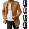 Pánský oblekový kabát, Jednobarevný, Slim Fit, Jednořadý, Zesílit, Trenčkot, Podzim Zima, Větruodolný, Vlněná bunda