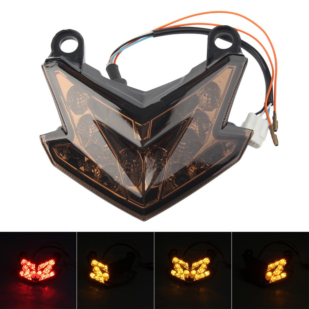 

Мотоциклетный интегрированный задний фонарь стоп-сигнал поворотник для Kawasaki ZX-6R 2013-2017 и Z800 13-2016 и Z125 16-2021 чёрный