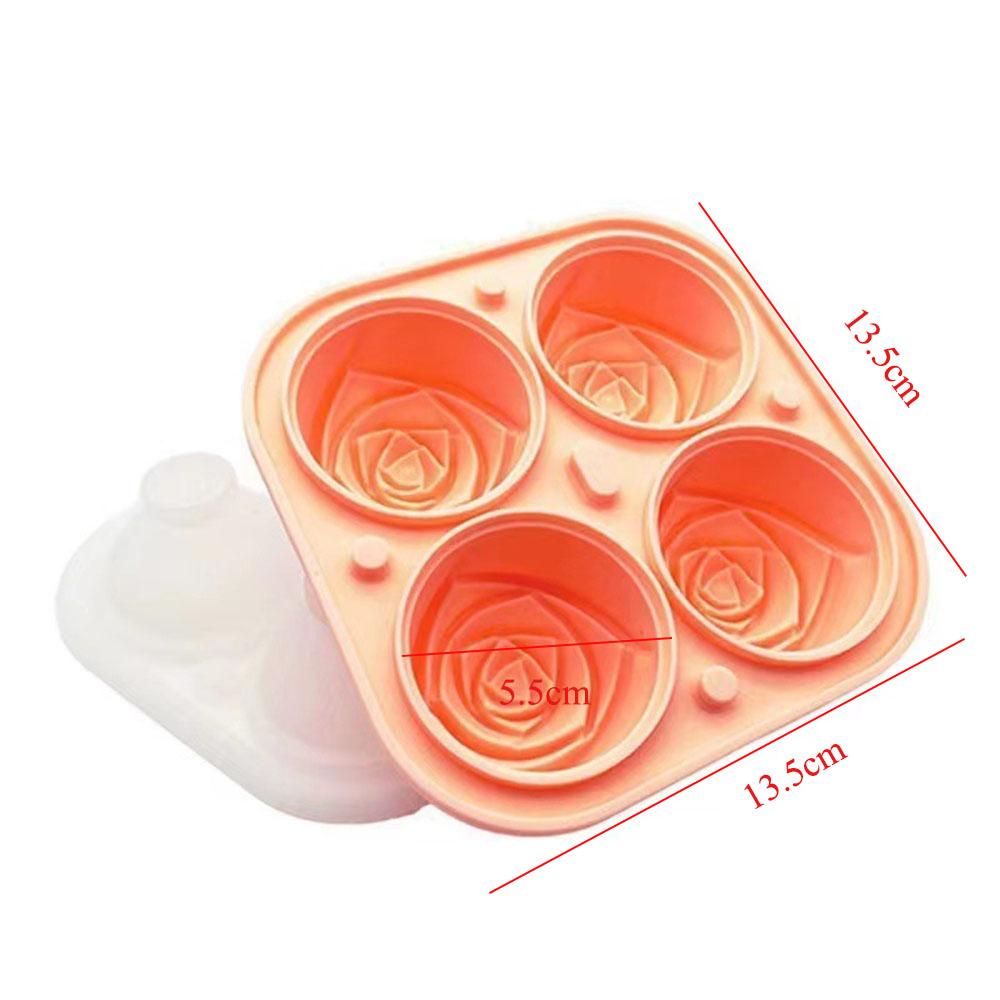 3D Rose Silicone Ice Mold - Make 4 Large Flower Shaped Ice Cubes