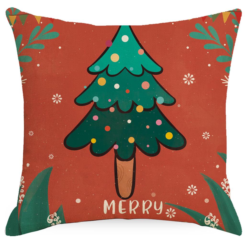 New Christmas Cartoon Pillowcase Living Room Sofa Bedroom Backrest Single Side Linen Festive Decoration Pillow