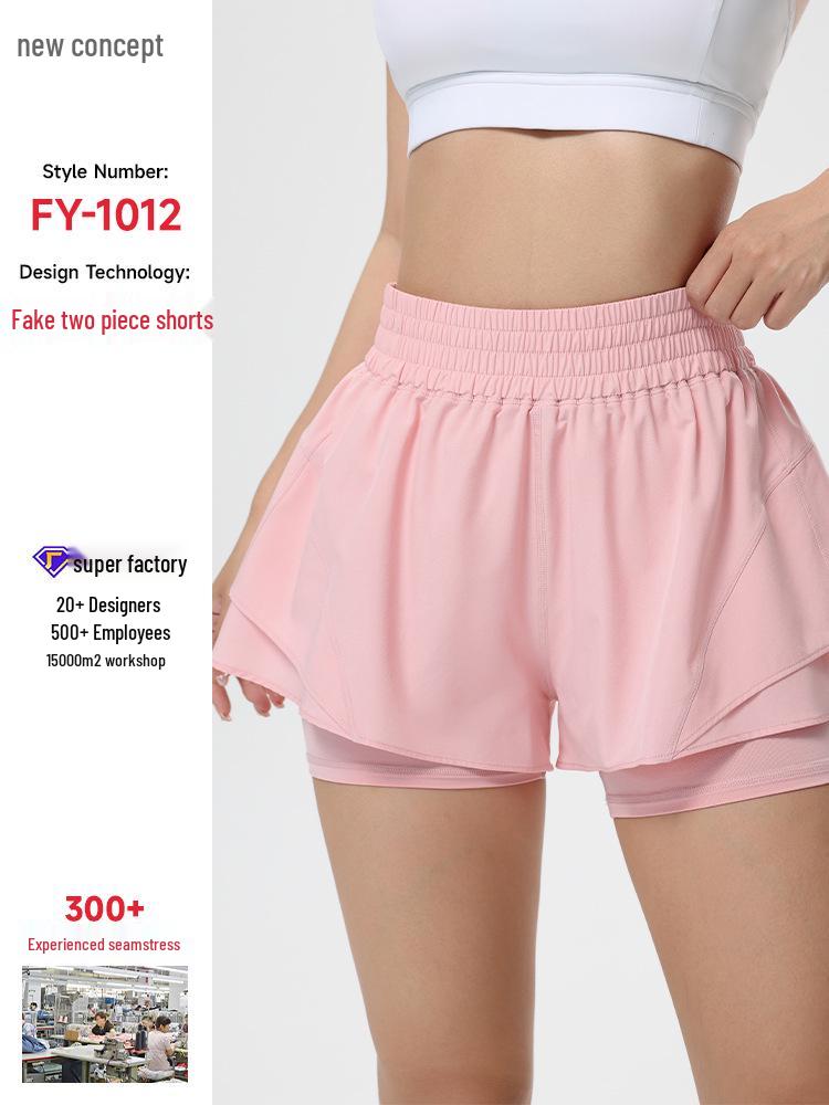 Women's Quick-Dry High-Waist Running Shorts and Yoga Pants Combo