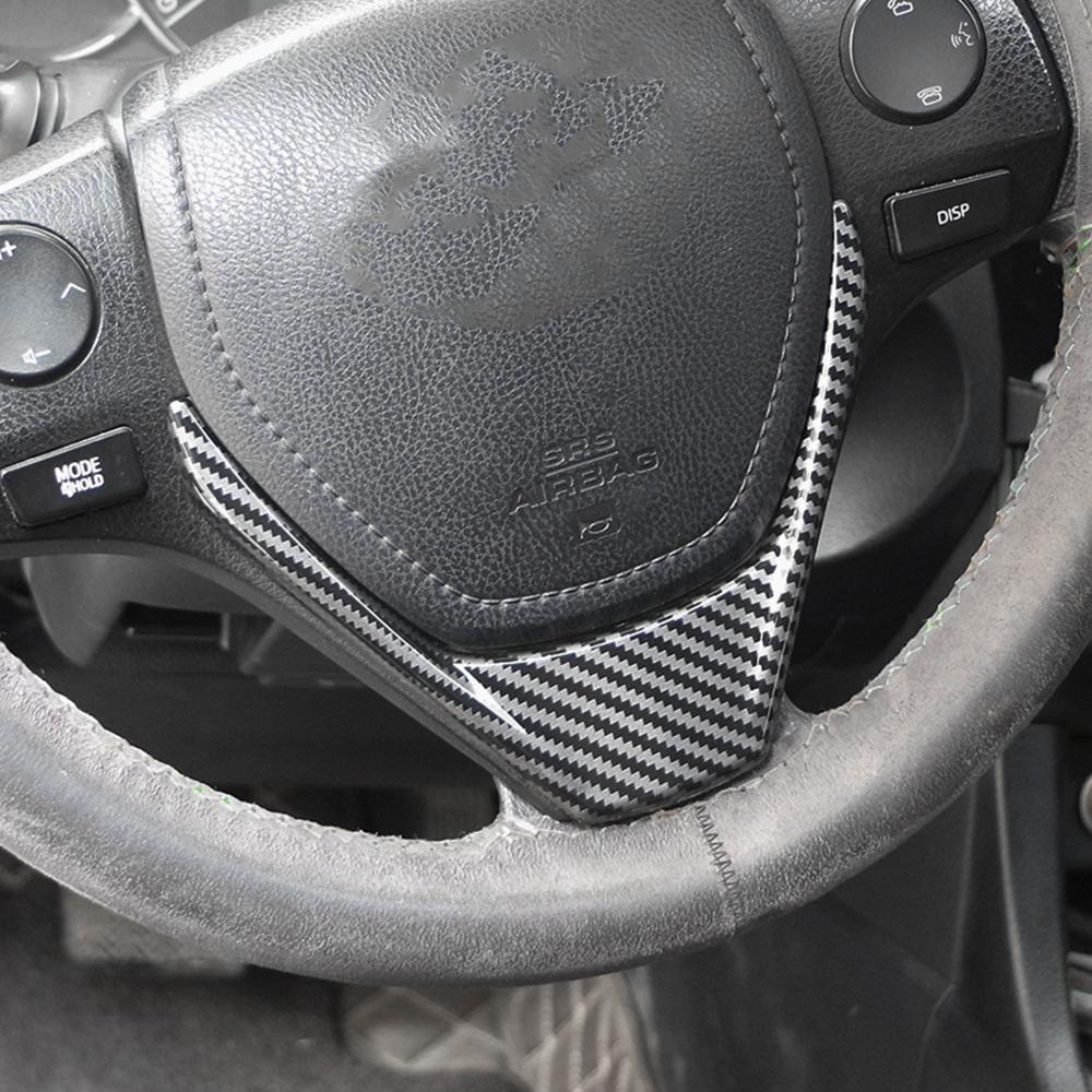 Car Steering Wheel Trim Cover Sticker for Toyota RAV4 2013-2018 Corolla Altis 2014-2017 Steering Wheel Molding Car Accessories