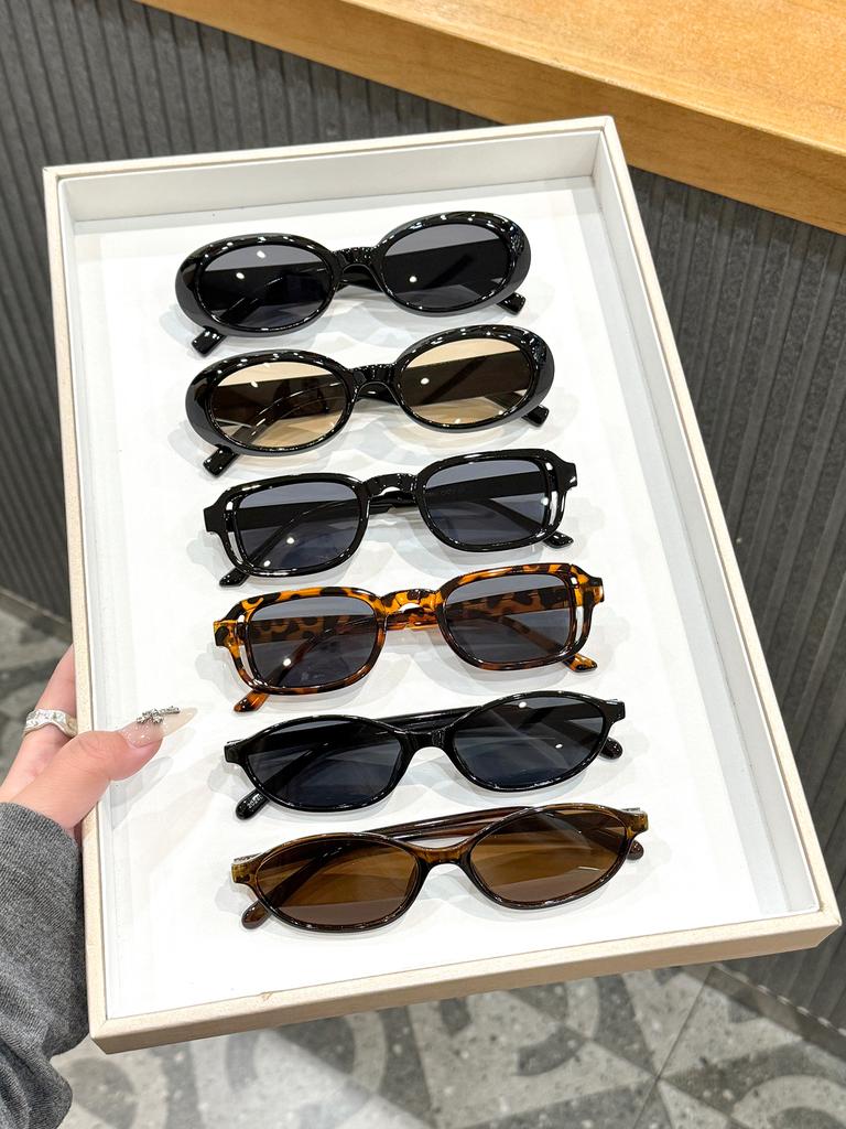 6Pcs Retro Fashionable Small Oval Frame Sunglasses for Both Men and Women, Stylish and Versatile for Summer Sun Protection