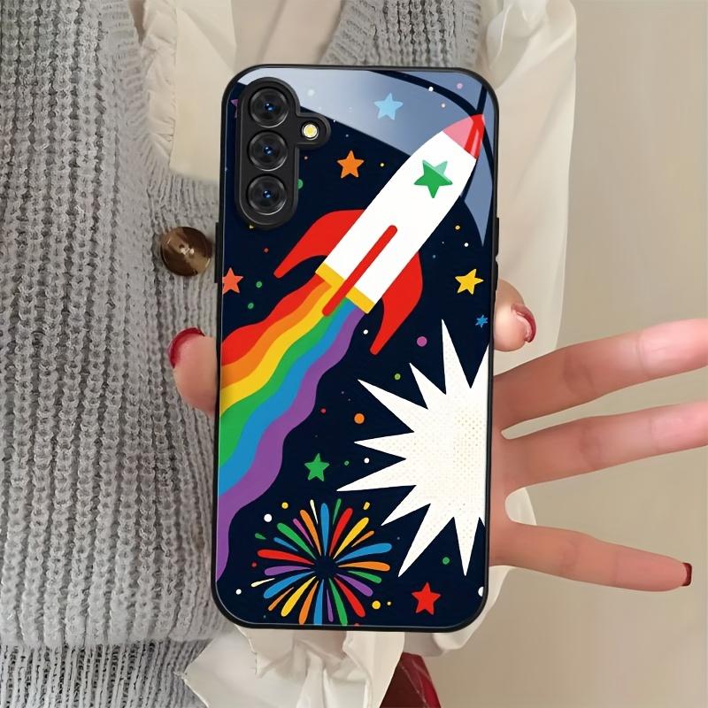 Premium Gehärtetes Glas Handyhülle Für Galaxy S20 S21 S22 S23 S24 S25 FE Ultra Plus Buntes Raketen- & Weltraum-Design