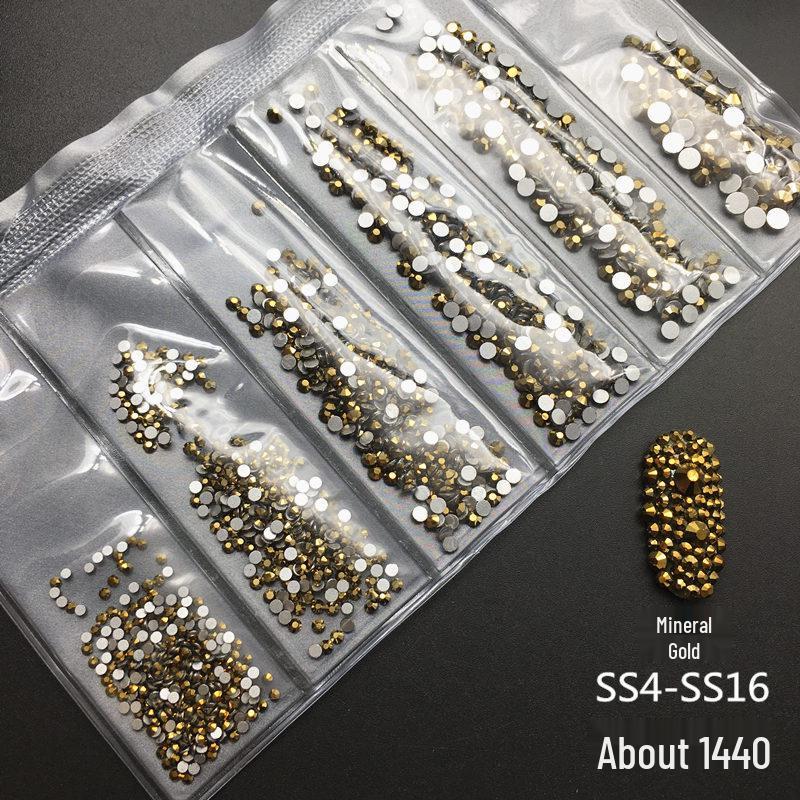 6-Grid Flat-Back Nail Art Rhinestone Set (1440pcs) - Mixed AB & Clear Glass Rhinestones Nail Decorations