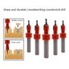 High Speed Steel Abrasion-resistant Woodworking Countersunk Bit-5 Pcs ( Blade Diameter 8mm) Chamfer Tool