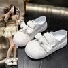 Platform white shoes women's spring 2025 new Velcro white casual shoes ugly cute big head shoes low top single shoes