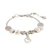Adjustable Heart Beaded Bracelet DIY Craft Jewelry with Crystal Diamond Ball Alloy Glue Rhinestone Charms
