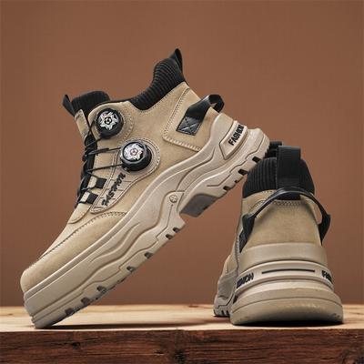 Knob Buckle Martin Boots 22 Autumn High-top Casual Sports Shoes Thick-soled Heightening Non-slip Outdoor Shoes
