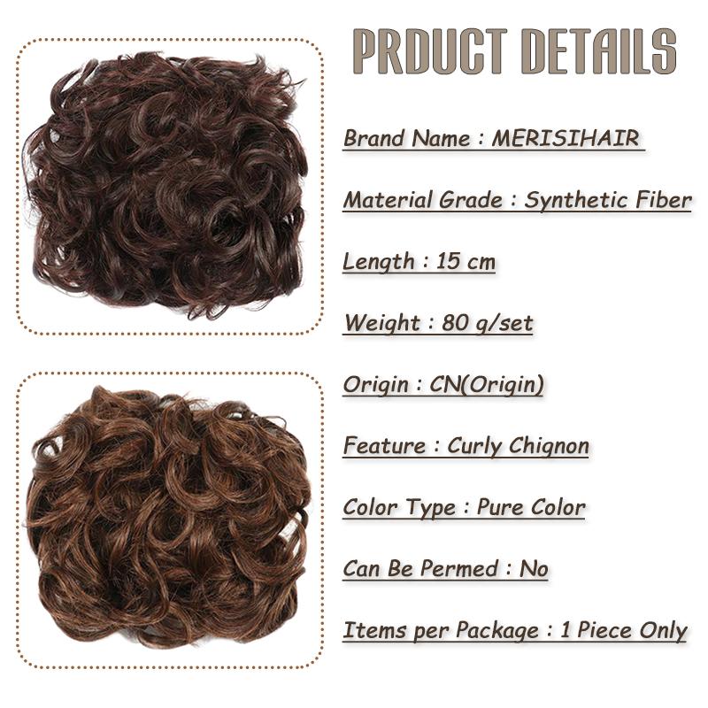 MERISIHAIR Perucă Chignon ondulată naturală pentru femei, extensii de păr din fibre sintetice de culoare pură, potrivite pentru petrecere, nuntă, utilizare zilnică