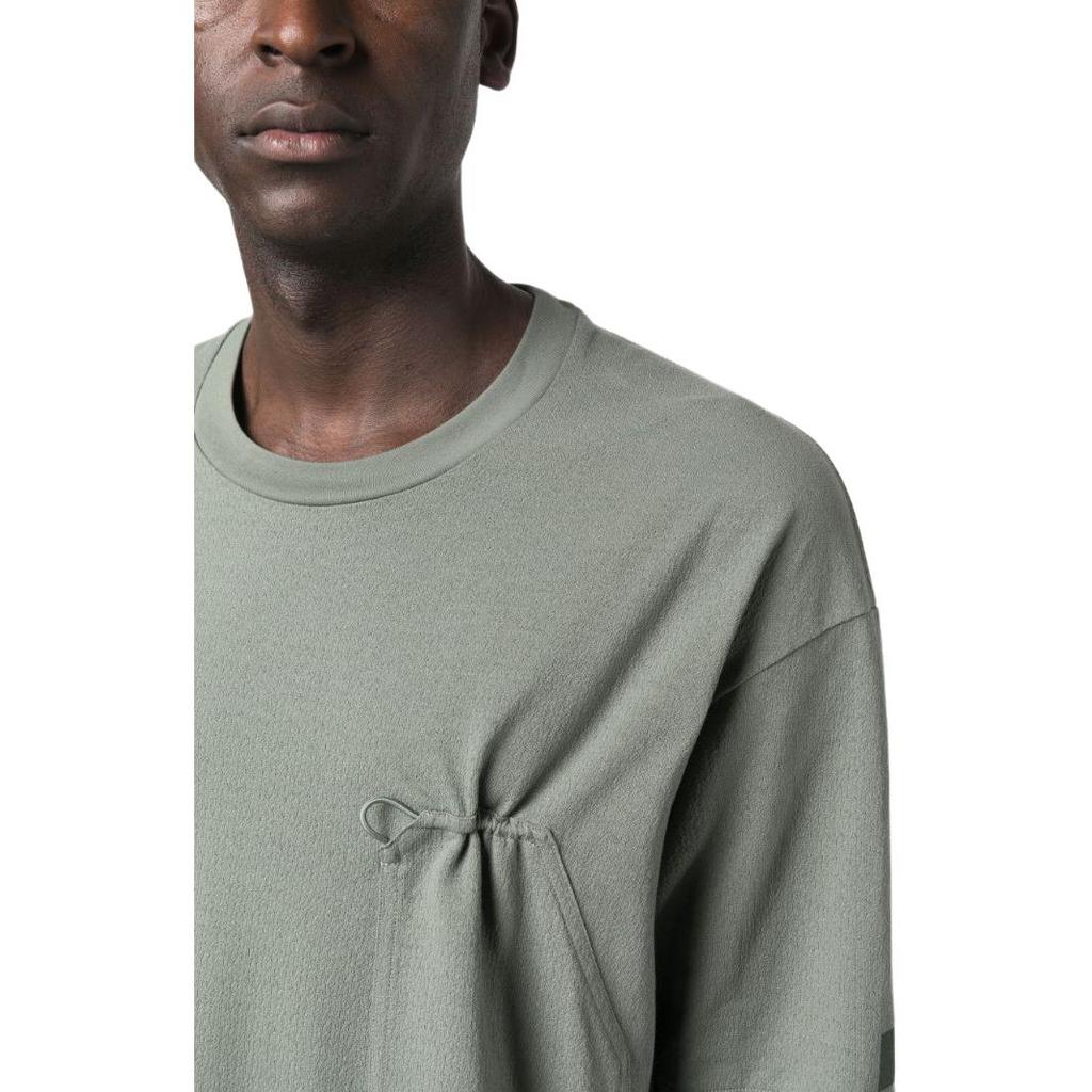Y-3 Solid Color Crew Neck Pocket Loose T-Shirt Men Tops Gray-Green IP7945