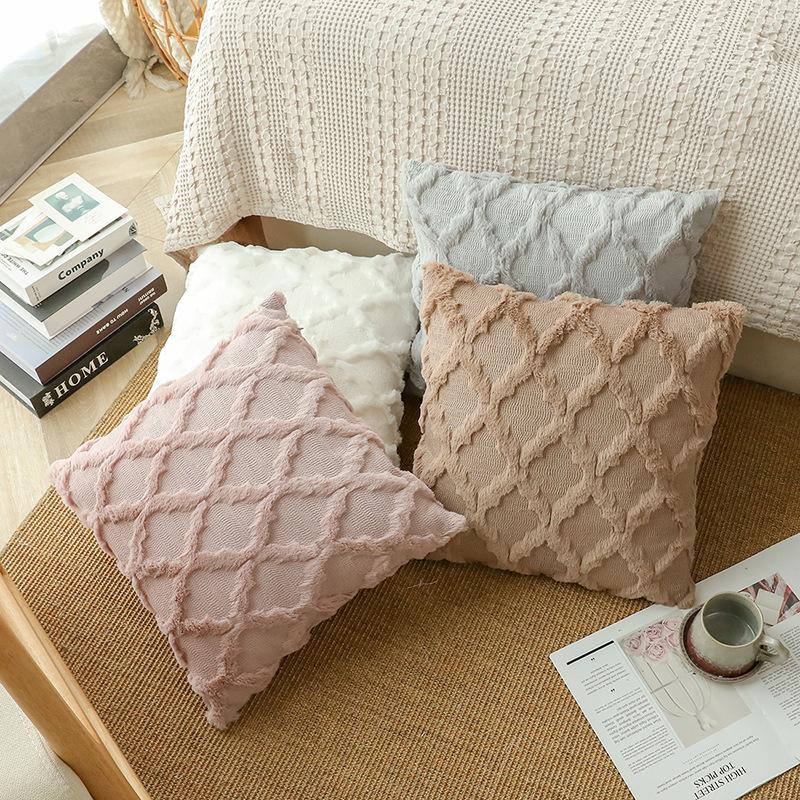 Soft Plush Cushion Cover 45x45cm - Nordic Style Pillowcase for Chair, Couch & Living Room, Stylish Home Decor Essential