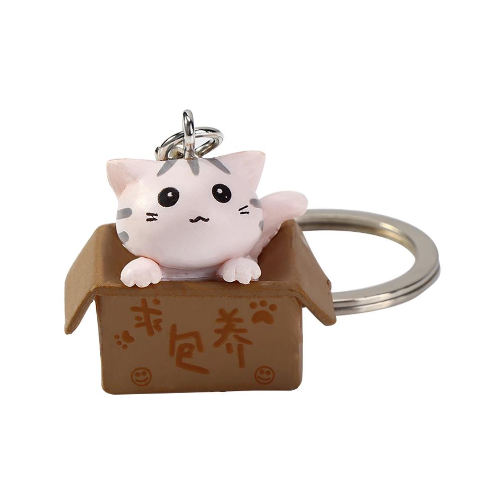 Cartoon Personality Little Cat Ornaments Resin Key Ring Bag Charm Pendant Keychain For Men Women