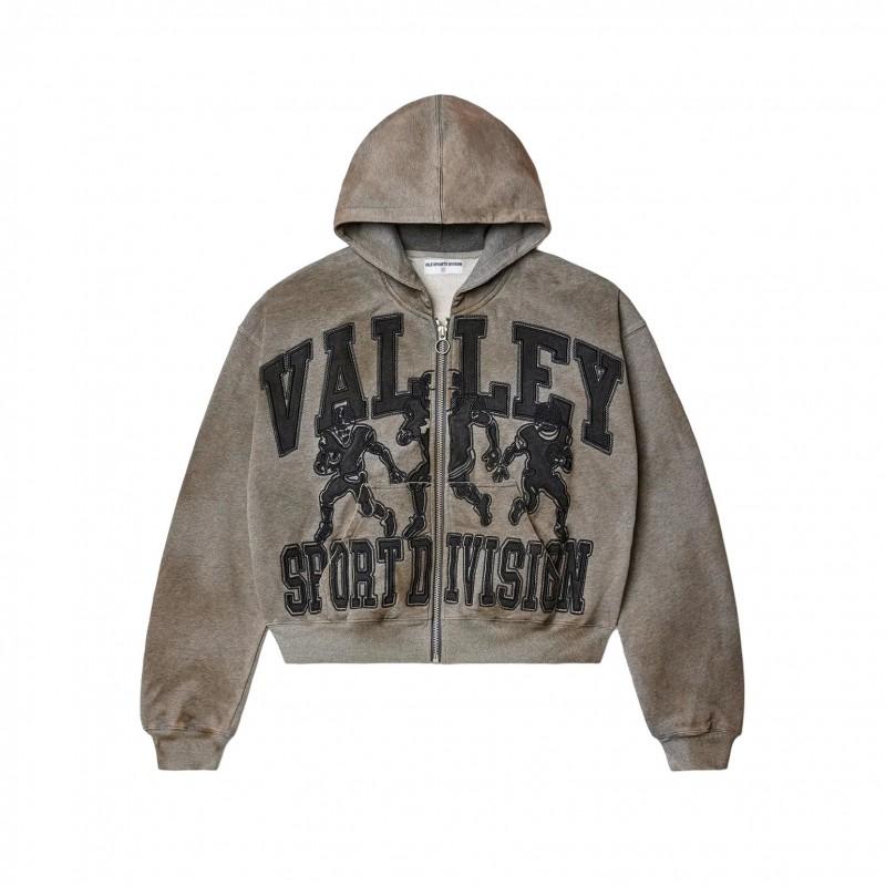Unisex Hooded Zip-Up Sweatshirt With Camo Print Loose Fit Streetwear Teens Adults