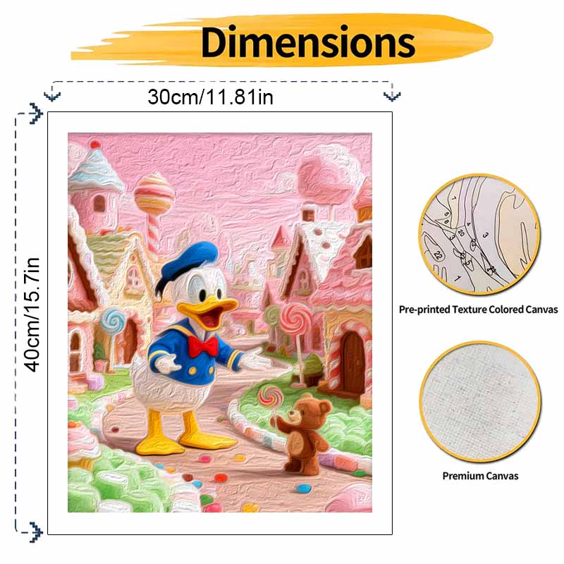 Disney Digital Oil Painting Art Kit Sweet Candy Town Donald Duck Handmade Coloring Painting Home Decor