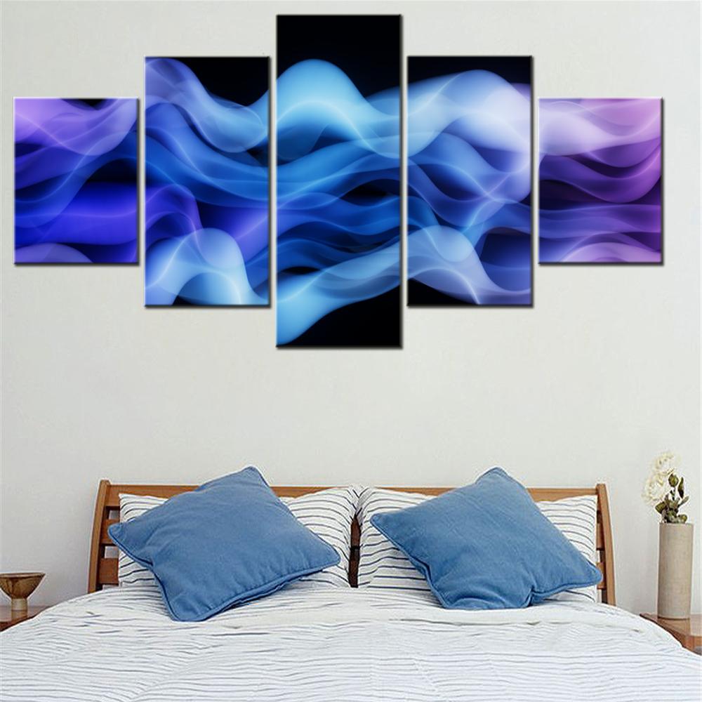 

5 Pieces Canvas Wall Arts Poster Painting Abstract Abstract Waves Microsoft Design Wallpaper Home Decor Picture Printing Artwork 20X35 20X45 20X55CM