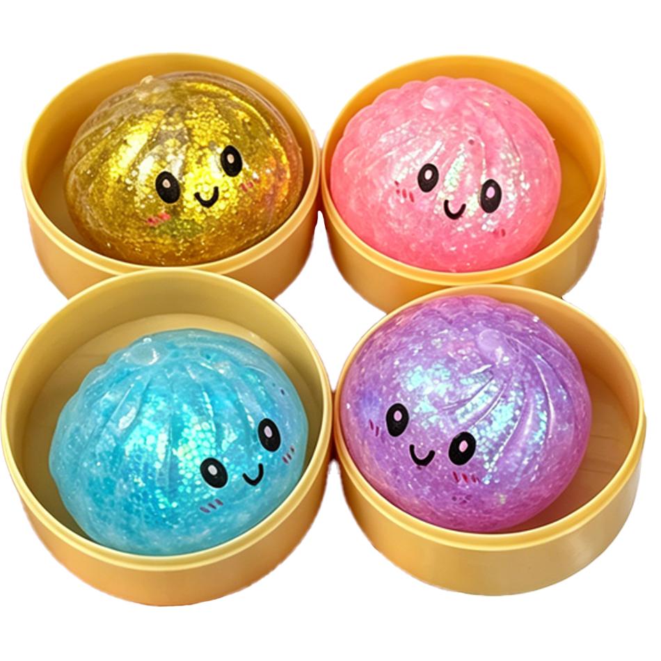 New 5.5Cm Mini Glitter Dumpling Glitter Dumpling Squishy With Box Dumplings Sensory Squeeze Toy For Stress Relief