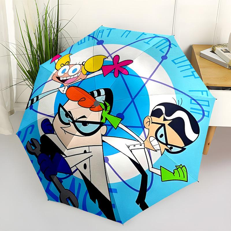 1pc Dexter s Laboratory Automatic Folding Umbrella - Compact 8-Rib Design, Durable Plastic & Iron, Lightweight for Outdoor Daily Use,  a0929140
