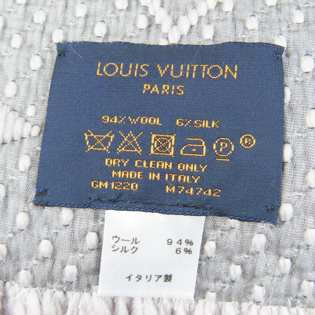 Great LOUIS VUITTON Scarf Esharp Logomania With fringe wool Women M74742 Used