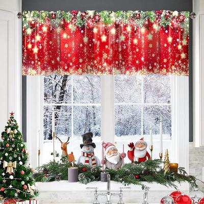 Christmas Short Curtains Valances Merry Christmas Decorations For Home 2025 Xmas Navidad Kitchen Bedroom Ornaments New Year 2026