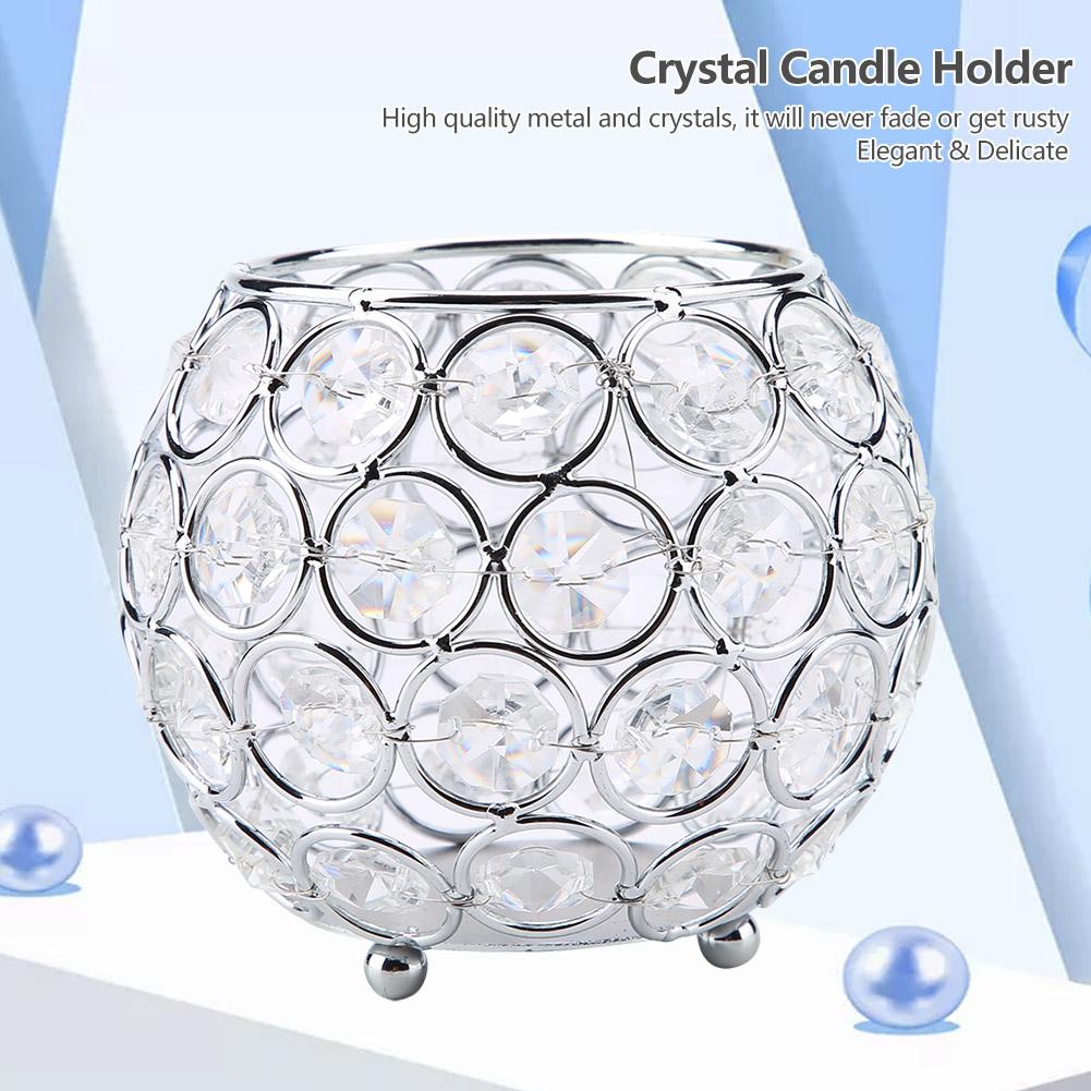 Crystal Candle Holder Silver Votive Tealight Candle Holders for Wedding, Christmas (Silver)