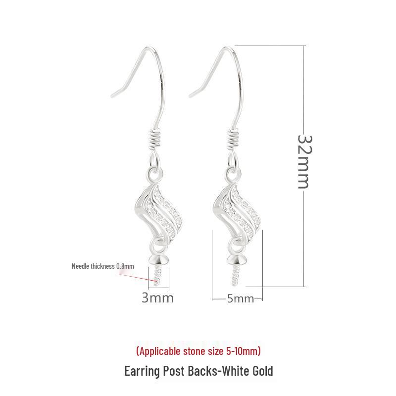 

DIY Pearl Earrings Setting - 925 Sterling Silver Japanese & Korean Style Stud and Drop Accessories for Jade, Amber, and Round Beads 925 Sterling Silver платиновий