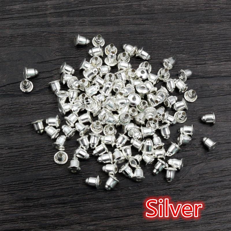 200pcs High Quality Bullet Earring Backs Classic 8 Colors Plated Metal Earring Back Plug Earring Settings Base Ear Studs Back