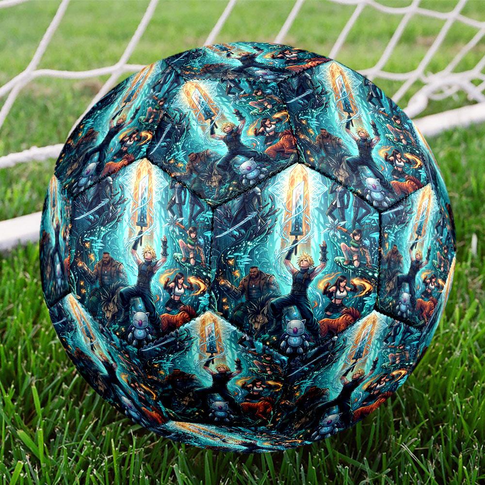 Final Fantasy Print Size 5 Soccer Ball, Standard Match Football for Sports Game and Team Practice, Ideal Gift for Soccer Fans