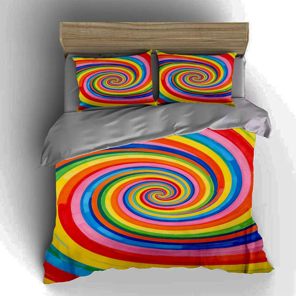 Bunte spiralförmige Wirbel Bettwäsche Bettbezug-Sets Bettbezüge Kissenbezüge Geschenke (1 * Bettbezug 2 * Kissenbezüge, ohne Bettdecke)