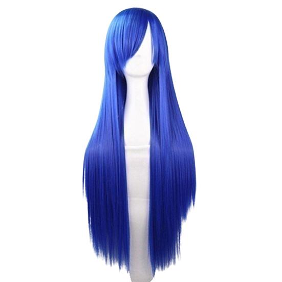 Women Fashion Long Anime Wigs Cosplay Party Wigs Full Straight Hair Extension синий