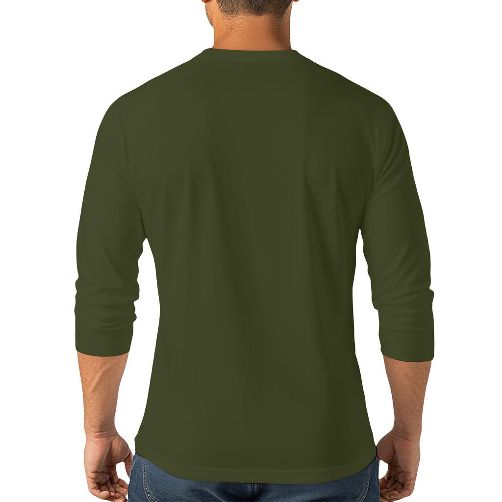 Men's Casual and Fashionable Printed Round-neck Three-quarter Sleeve Top T-shirt