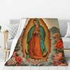 Custom Virgin Mary Of Guadalupe Blanket Soft Fleece Spring Warm Flannel Mexico Catholic Saint Throw Blankets Bedroom Bedspread