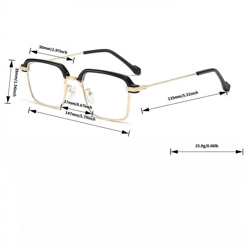 5PCS Eyeglasses Business Vintage Eyebrow Line Square Men's Eyeglass Frame Unique Board Material Women's Semi-frame