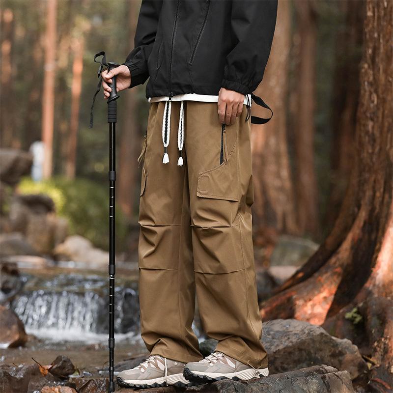 Work Pants Men's Spring and Autumn Loose Ties Sports Pants Men's American High Street Handsome Casual Trousers Fashionable