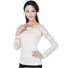 Women's form-fitting long-sleeved lace blouse with a feminine silhouette plus size clothing