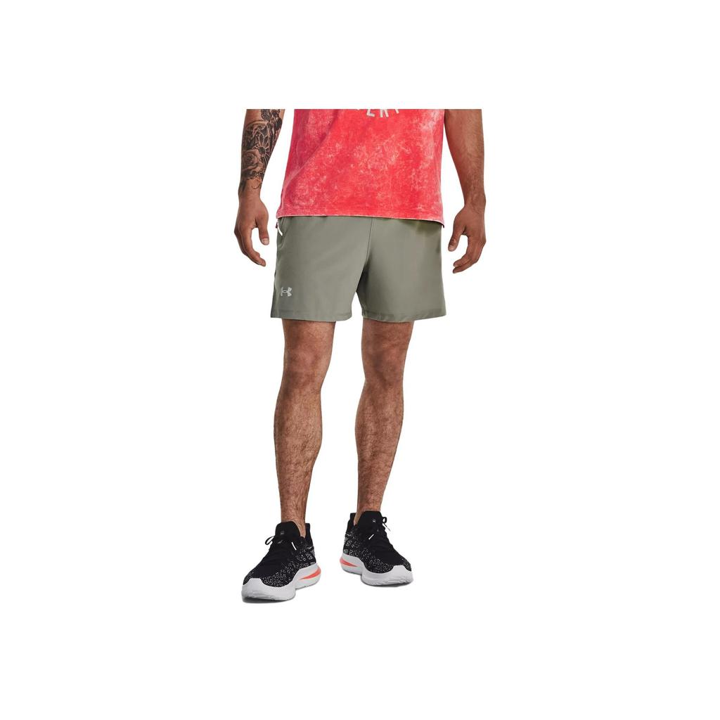 Under Armour Launch Logo Print Solid Color Sports Shorts Men Shorts Camo-Green 1376509-504