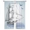 Boat Drawing Tulle Sheer Curtains for Living Room Decoration Curtain for the Room Bedroom Kitchen Voile Organza Curtains