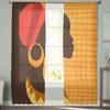 Woman Earrings Stripes Modern Printed Tulle Curtains for Bedroom Balcony Window Decor Creative Fashion Home Sheer Curtain