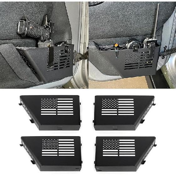 Door Pockets Storage Compatible With 2007-2018 Jeep Wrangler JK JKU 4 Door Metal Side Ert Organizer Box Replace Sagging Net