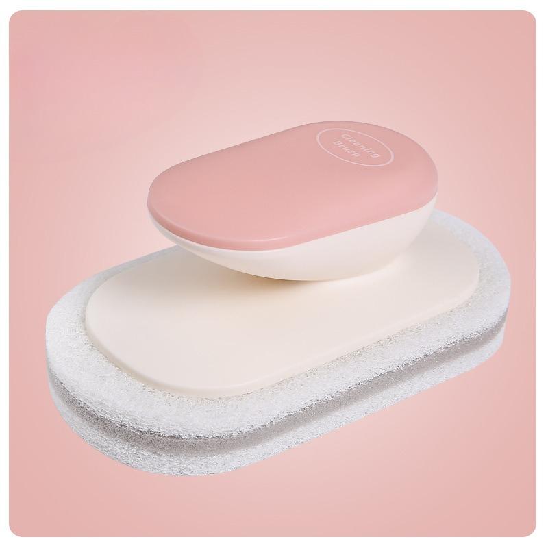 Handle Sponge Countertop Brush, Kitchen and Bathroom Cleaning Brush, Scouring Pad, Dish and Pot Washing Brush