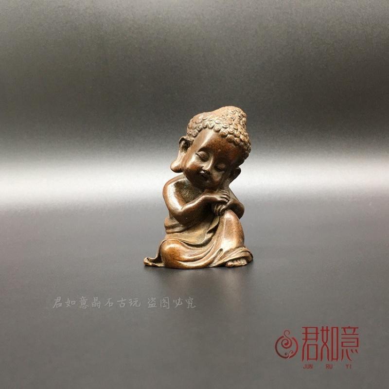 Solid Brass Baby Mini Shakyamuni Sleeping Ornament Copper Buddha Small Hanging Antique Style CHINA