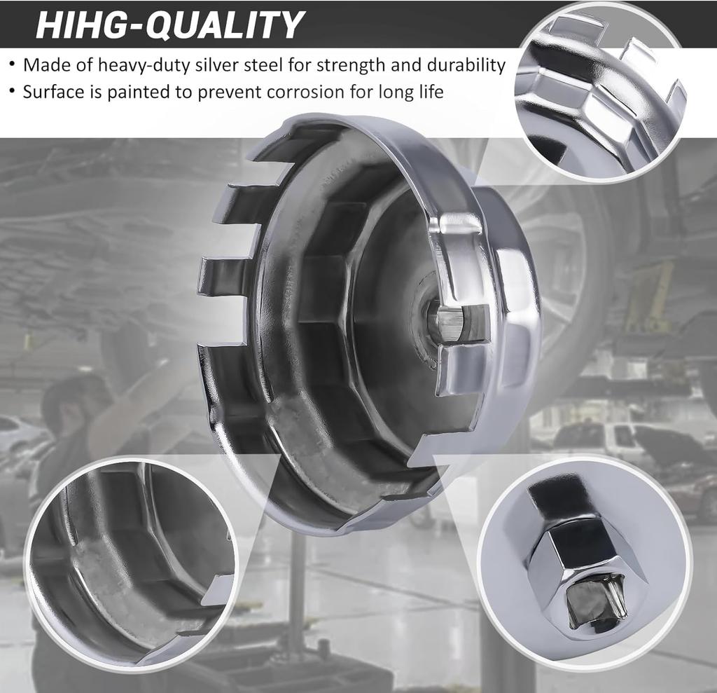 Filter Cap Wrench 64.5mm Filter Wrench for Toyota Corolla Prius Lexus 3/8