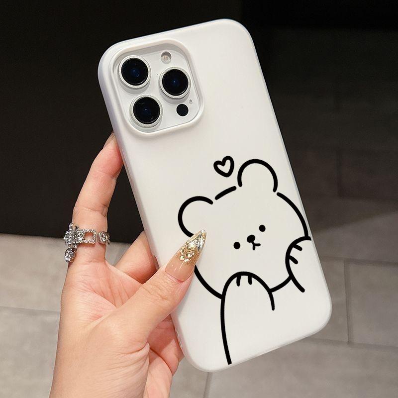 Cute Cartoon Lines Bear Phone Case For Xiaomi Mi 15T Pro Poco M6 X7 X6 X5 Pro 4G 5G 2 in 1 Candy Colors Protection Soft Cover