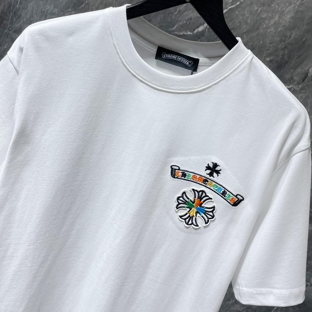8719 CHROME HEARTS 2025 Verano Nueva Camiseta de Algodón de Alta Calidad con Cuello Redondo Suelta de Talla Grande para Hombre y Mujer Camiseta para Pareja
